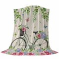 thumbnail image 6 of Farmhouse Spring Blanket Soft Cozy Warm Throw Blanket for Couch, Plush Fuzzy Flannel Fleece Blankets for Sofa, Retro Bicycles Flowers Vines Butterfly Bed Blankets Lightweight Gifts for Women, 50"x60", 6 of 9