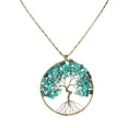 thumbnail image 1 of Collar Largo de Latón con el Árbol Eterno de la Vida y Piedra Turquesa Reconstruida, 1 of 5