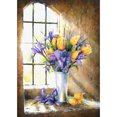 thumbnail image 1 of Pintura de diamante (DB5304) 5D Tulipanes cuadrados junto a la ventana Mosaico Rhinestone 30x40cm Hugtrwg Para estrenar, 1 of 1