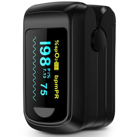 HealthTree Pulse Oximeter Fingertip, Blood Oxygen Monitor with Batteries and Lanyard for Sport, Running Use