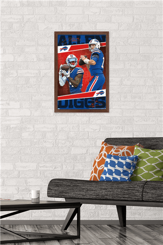 Trends International NFL Buffalo Bills - Josh Allen Feature Series 23  Framed Wall Poster Prints Black Framed Version 22.375 x 34