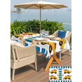 thumbnail image 5 of Outdoor Tablecloth with Umbrella Hole for Patio/Picnic/Party/Camping, Yellow Truck Waterproof Table Cloth Rectangle Table Cover Washable, Stars Navy Blue Checkered Modern Art (52"x 70"), 5 of 8