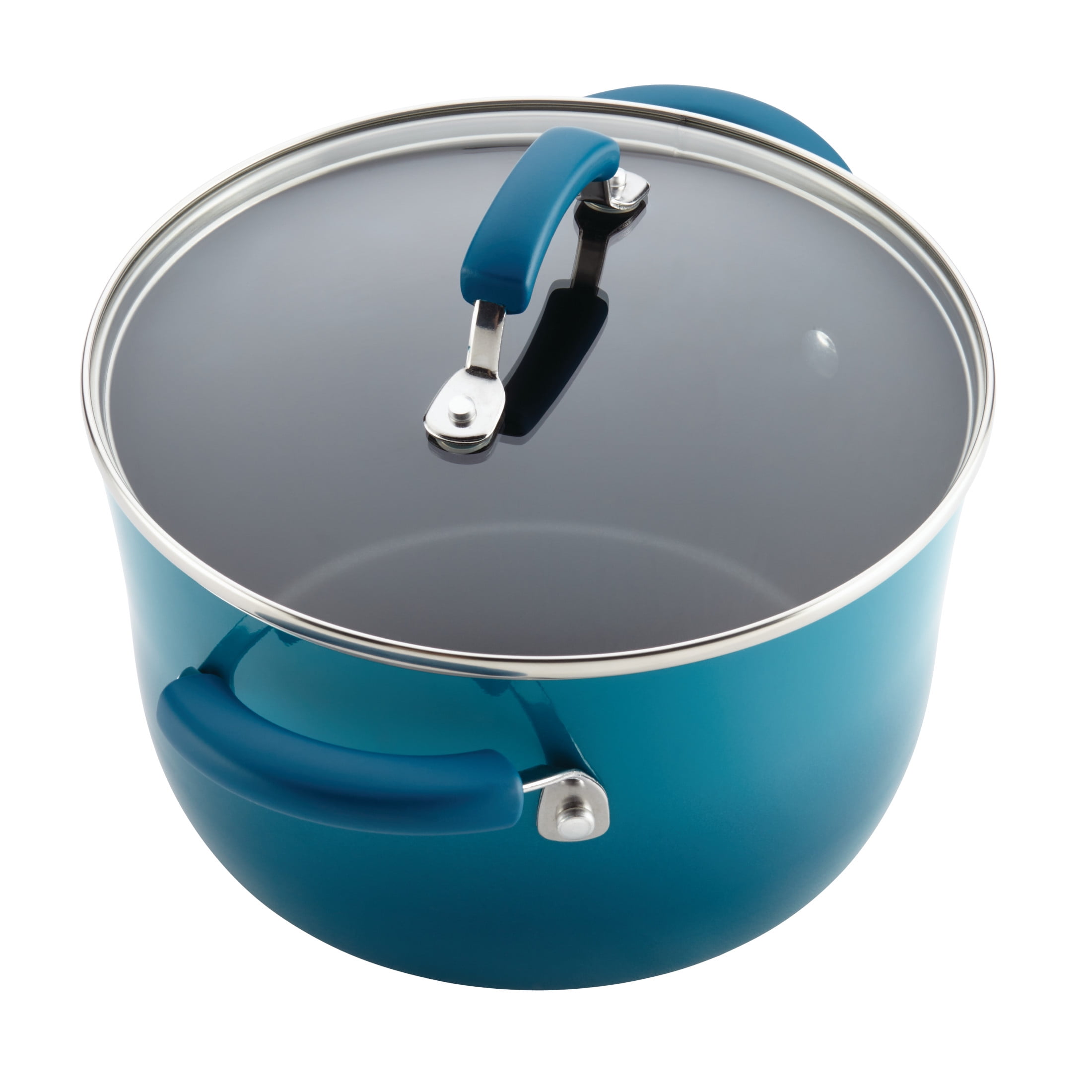 Rachael Ray 14-Piece Classic Bright's Hard Enamel Nonstick Pots and Pans Set, Cookware Set, Marine Blue