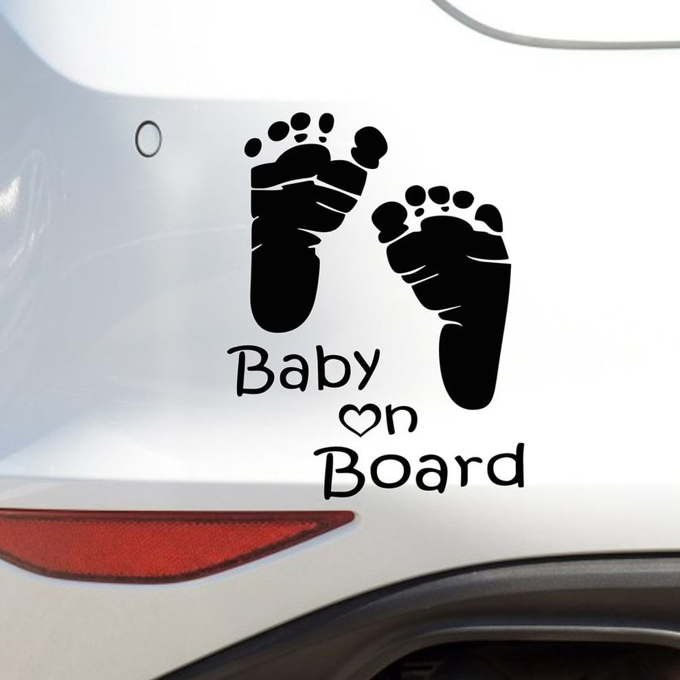 1PCS Auto Safety Warning Window Sticker Lovely Letter Baby on Board Baby Footprints Stickers Decals Car Sticker
