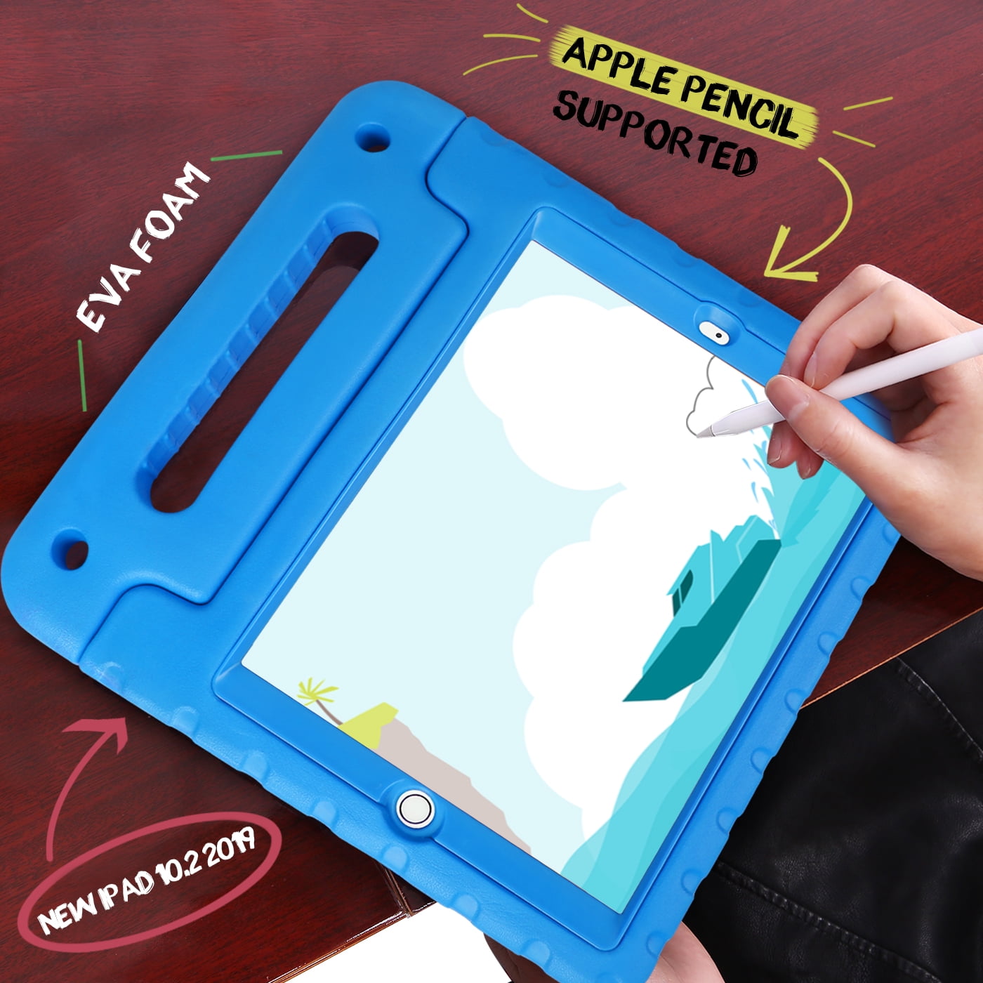 HDE Kids iPad Case with Built-In Screen Protector for 2021 9th Generation iPad 10.2 Inch, 2020 8th Gen, 2019 7th Gen - Blue