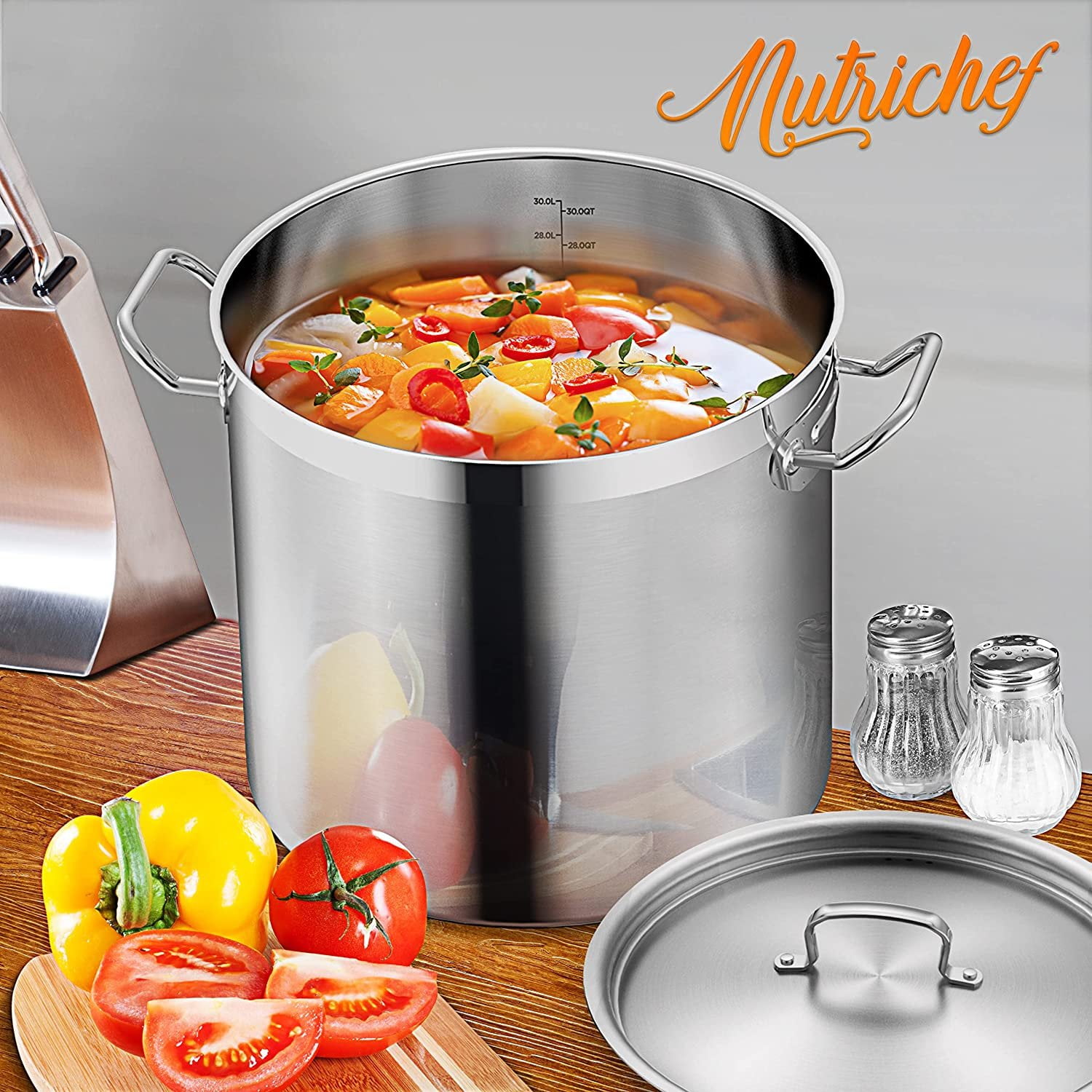 NutriChef 6 qt. Stainless Steel Heavy Duty Induction Pot, Soup Pot, Stockpot  with Lid NCSP6 - The Home Depot
