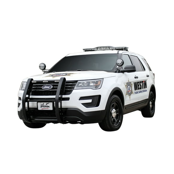 Convient 2016-2019 Ford Police Interceptor Utility Westin Public Safety Bumper Push Bar 36-2055 Elite; Revêtement en Poudre; Noir; Acier; Diamètre 3 Pouces; Sans Protection de Brosse Enveloppante