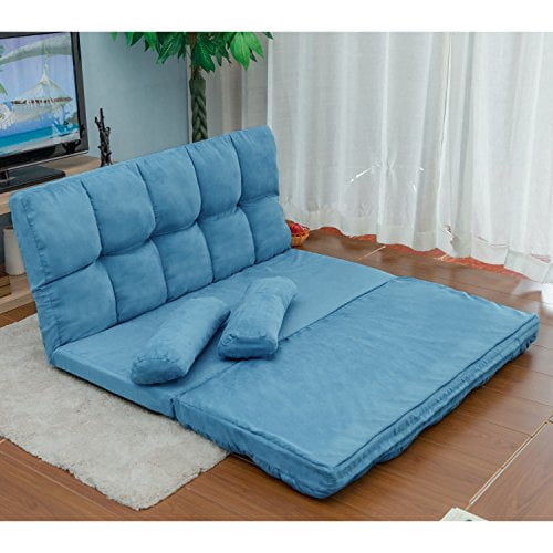 Floor Sofa Bed, Double Chaise Lounge Sofa Chair with Two Pillows, Adjustable Floor Couch and Sofa for Living and Bedroom, Lazy Sofa Floor Chair for Gaming, Sleeper and Reading, L2798 -