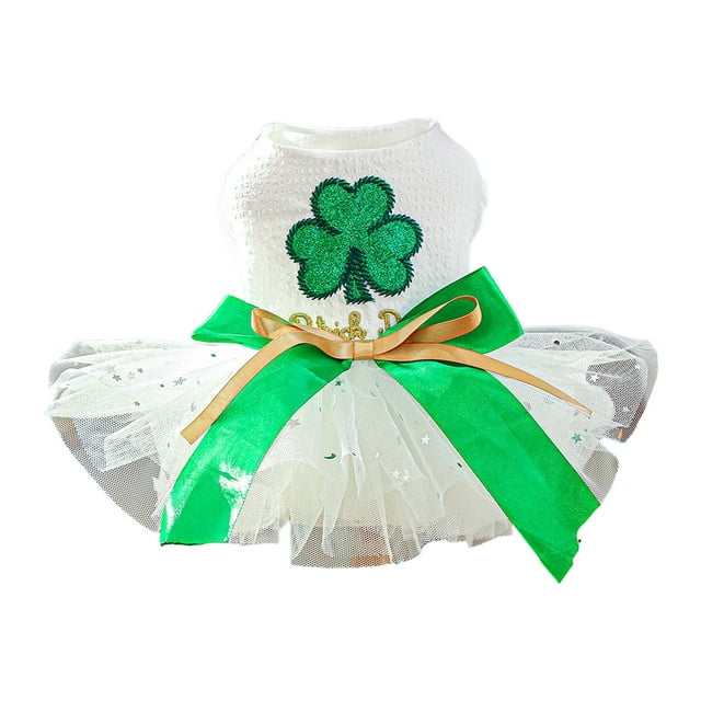 TIELUTT & Cat Tutu Dress with Green Bow – Embroidered Pet Clothes for Small Dogs Pet Clothes Hangers for Small Dogs Pet Clothes for Small Dogs Girls Dress Pet Clothes Rack Hanger Pet Clothes for Large