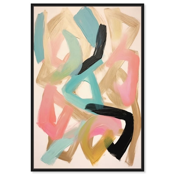 Gummy Candy Contemporary Abstract Shapes Trendy Canvas Wall Art by Art Remedy, Black Floater Frame, 10"x15"