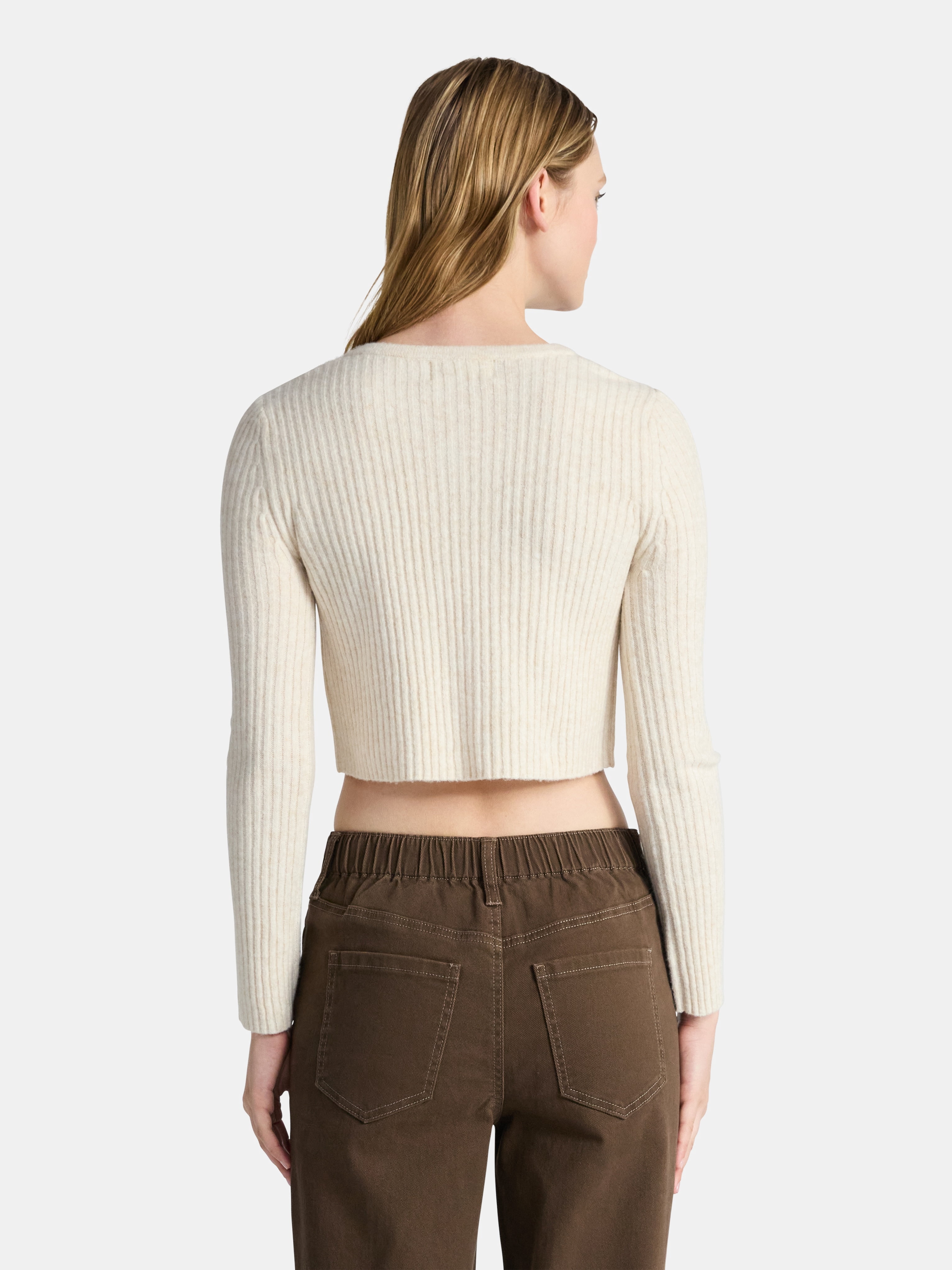 No Boundaries Bow-Tie Ribbed Cardigan, Women's