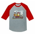 thumbnail image 1 of 3rd Birthday 3 Year Old Boy Choo Train 3/4 Sleeve Baseball Jersey Toddler Shirt 2T Red, 1 of 3