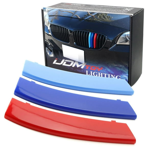 Exact Fit M-Color Grille Insert Trims For BMW 2010-2016 F10 F11 5 Series 528i 535i 550i w/Performance Black Kidney Grill (12 Beams)