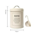 thumbnail image 4 of Rustic White Metal Kitchen Food Storage Tin Jar 3L Food Flour Storage with Scoop RICE, 4 of 8