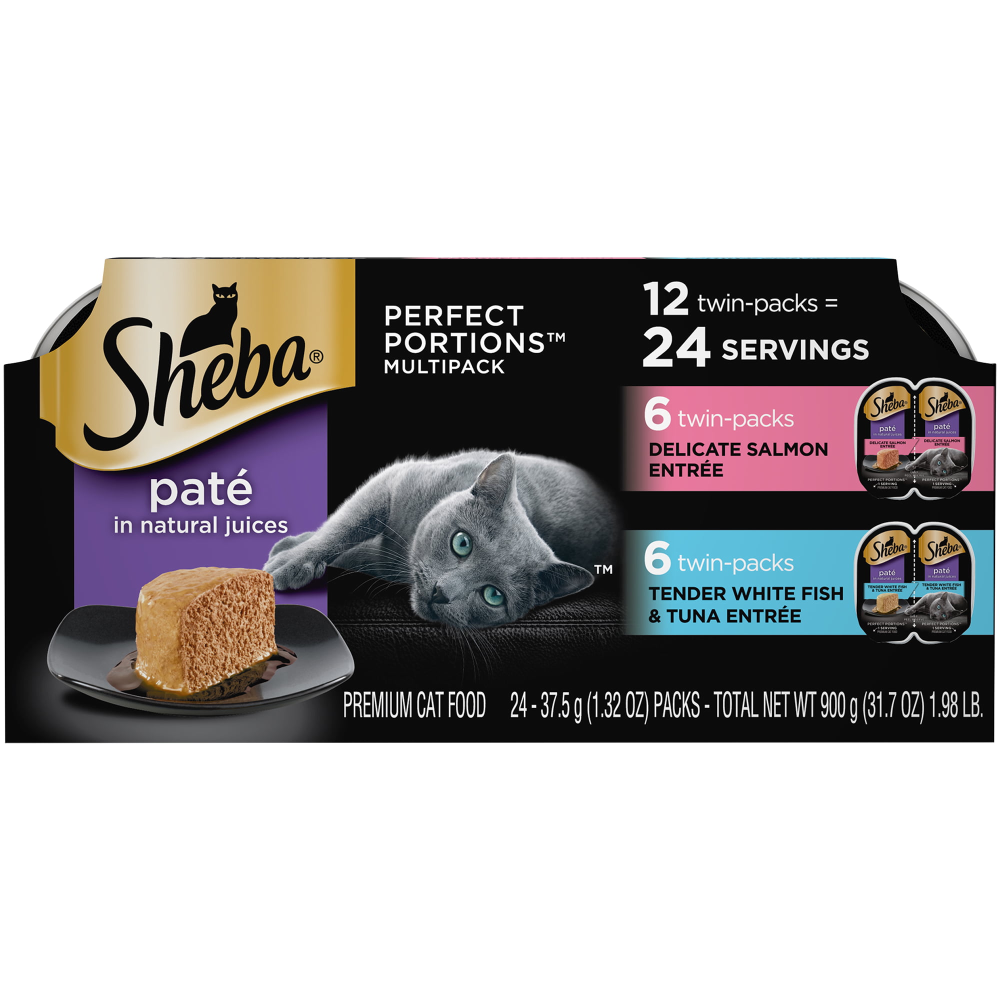 SHEBA Wet Cat Food Pate Variety Pack, Delicate Salmon and Tender