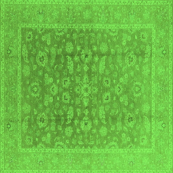 Ahgly Company Indoor Square Oriental Green Traditional Area Rugs, 6' Square
