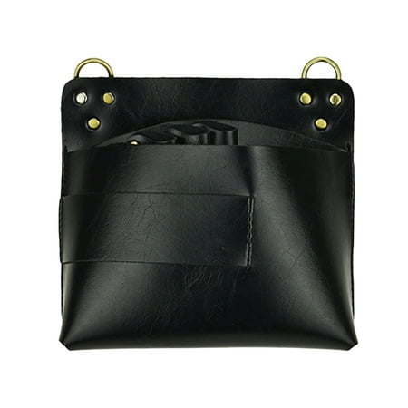 

Lixi Tool Pouch Belt for Salon Stylists Real Leather Holds Cutting Shears Combs Brushes Clips (Black)