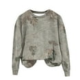 thumbnail image 2 of Women's Camo Tops 2025 Maple Leaf Printed Lightweight Crew Neck Sweatshirt Casual Long Sleeve Fall Tops Camo Hoodie Abercrombie, 2 of 4