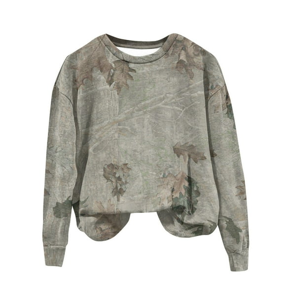 Xyxonk Oversized Sweatshirt for Women Maple Leaf Camouflage Sweatshirts Casual Camo Pullovers Fall Long Sleeve Hoodie