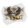thumbnail image 1 of Ambesonne Tattoo Place Mats Set of 4, American Eagle on Skull, Standard Size, Brown and White, 1 of 6