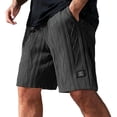 thumbnail image 2 of longantii Mens Waffle Corduroy Shorts Elastic Waist Drawstring Casual Texture Lightweight Short Summer Beach Pants with Pockets Dark Gray XXXL, 2 of 5