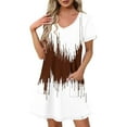 thumbnail image 2 of Summer Dresses Womens Dresses Summer Dresses Summer Women's Fashion Summer Print Short-sleeved V-neck Casual Dress Brown S, 2 of 8