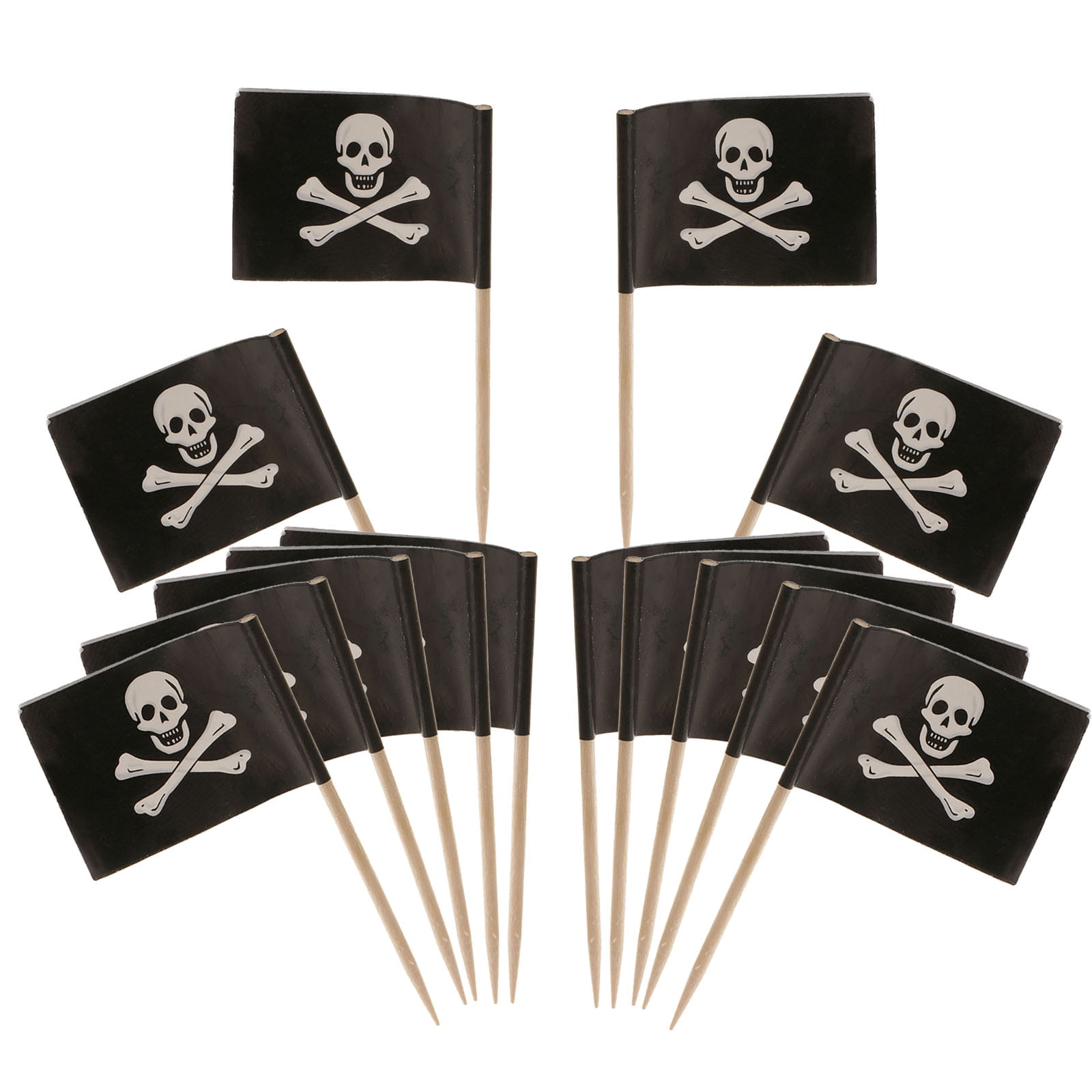 50 Pirate Flag Cake Toppers – Skull & Crossbones Toothpick Flags For Pirate Themed Parties