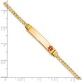 thumbnail image 3 of 14K Yellow Gold Medical Red Enamel Curb Link Id Bracelet (7 X 5.5) Made In United States xm551fr-7, 3 of 5