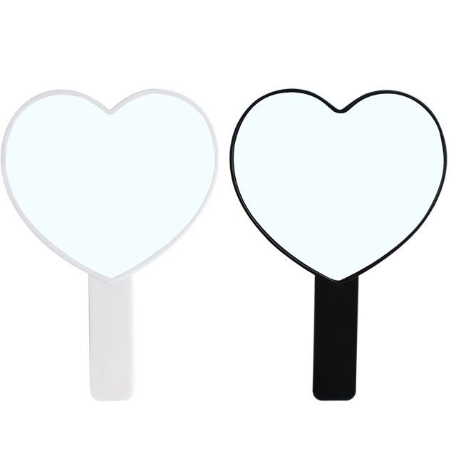 Heart-Shaped Travel Handheld Mirror, Cosmetic Hand Mirror with Handle