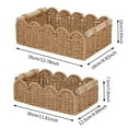 thumbnail image 2 of Yucurem 2-Pack Scalloped Edge Decorative Baskets for Home, Wicker Storage Basket with 2 Wooden Handle, Aesthetic Storage Organizer Basket for Bathroom Decor (Brown), 2 of 5