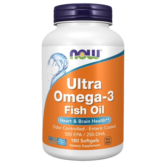 NOW Supplements, Ultra Omega-3 Molecularly Distilled and Enteric Coated, 180 Softgels