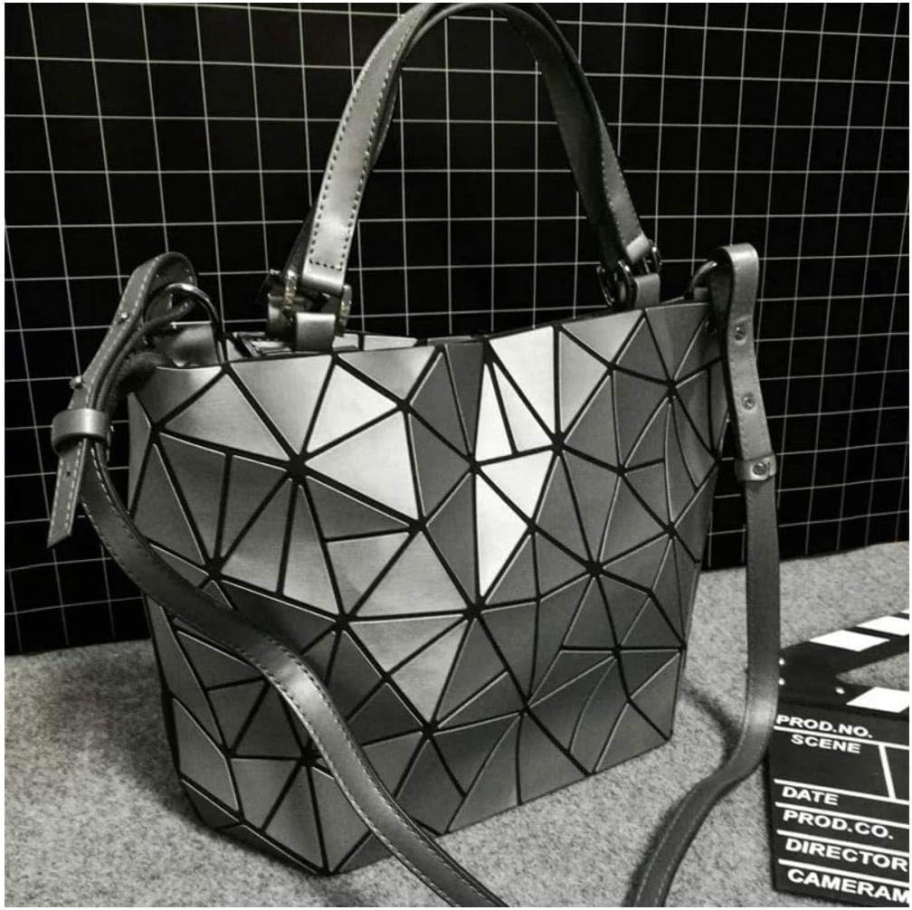 Kwuty Geometric Luminous Purses and Handbags Shard Lattice Eco-Friendly Artificial Leather Rainbow Holographic Purse (Blue)