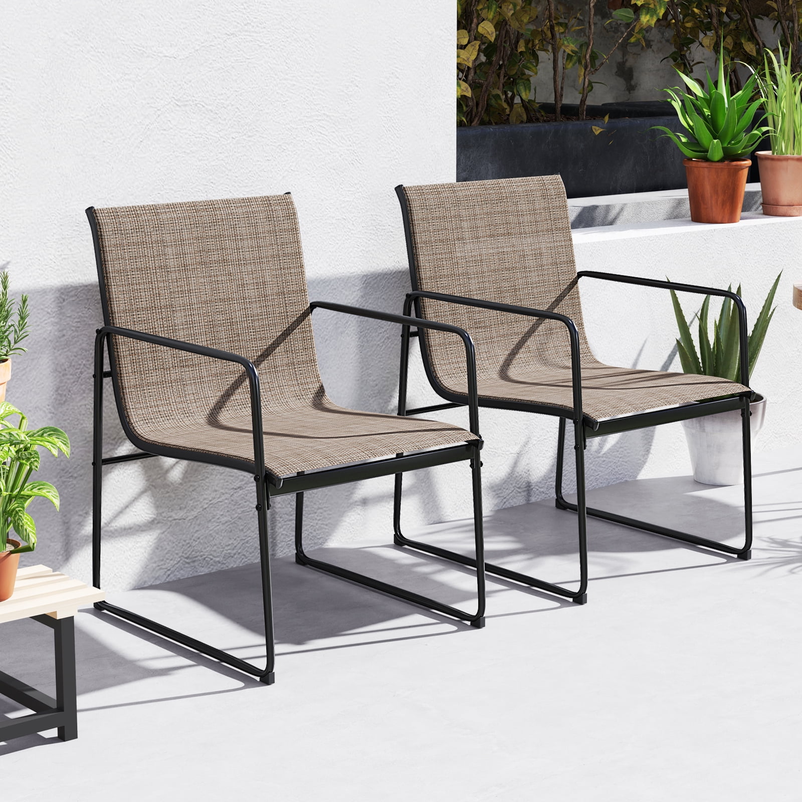 Patiojoy Patio Chairs Set of 4 Outdoor Furniture Chairs w/ Ergonomic Backrest