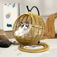 thumbnail image 5 of TY Arts & Culture Large Cat Bed Outdoor Wicker Hammock Chair with Metal Stand, Cotton Cushion & Teasing Ball, 5 of 12