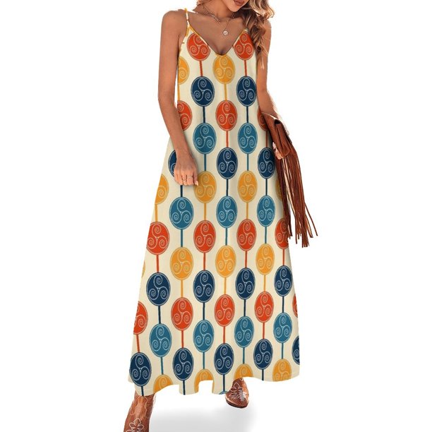 Nuevo vestido sin mangas estilo bohemio de los años setenta con patrón vintage retro de los años 70, vestido de hada para mujeres embarazadas