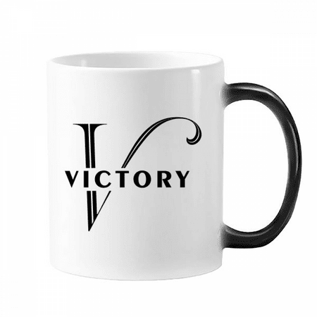 

Letter Expression Victory Mug Changing Color Cup Morphing Heat Sensitive 12oz