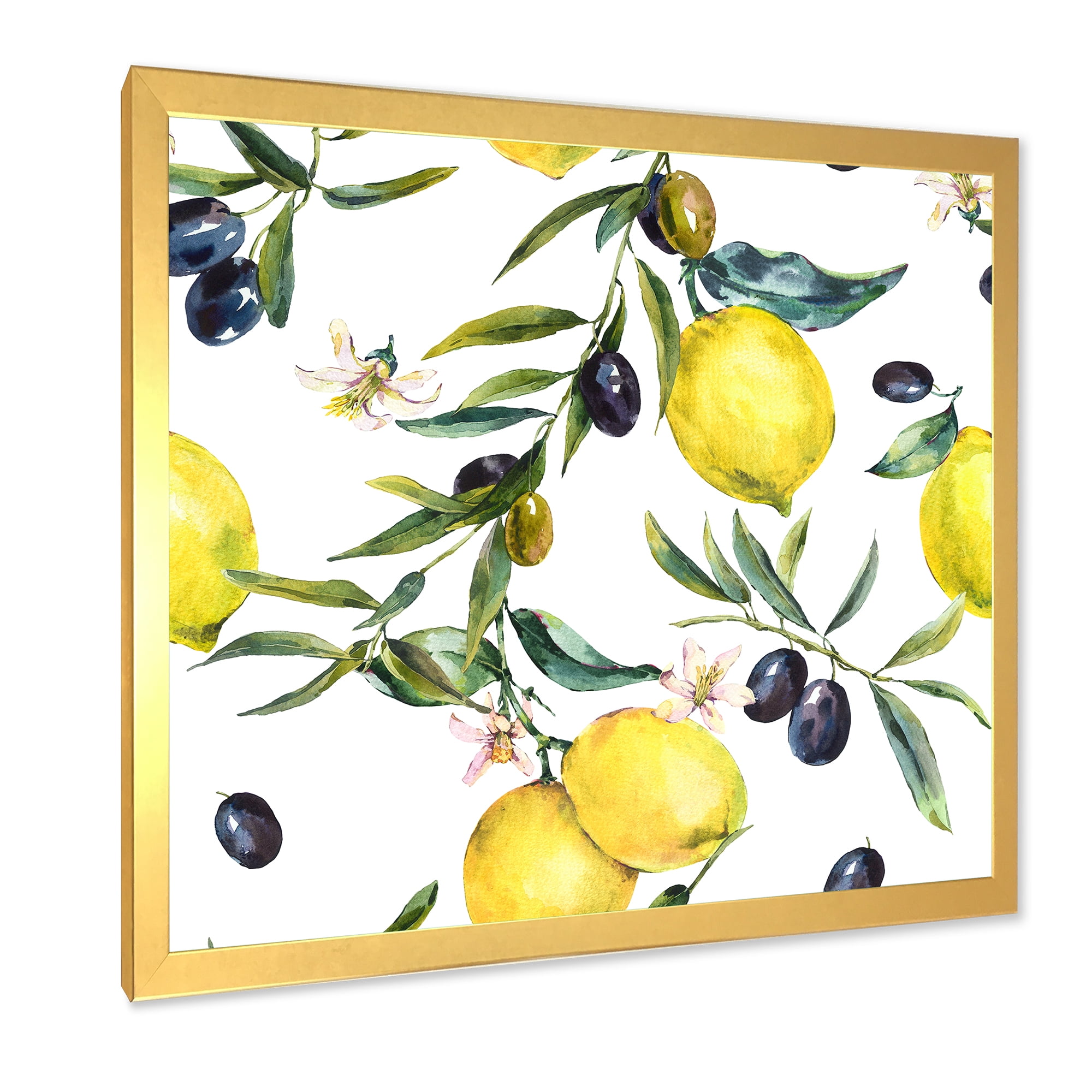 Designart 'Olive and Lemon Branches II' Tropical Framed Art Print