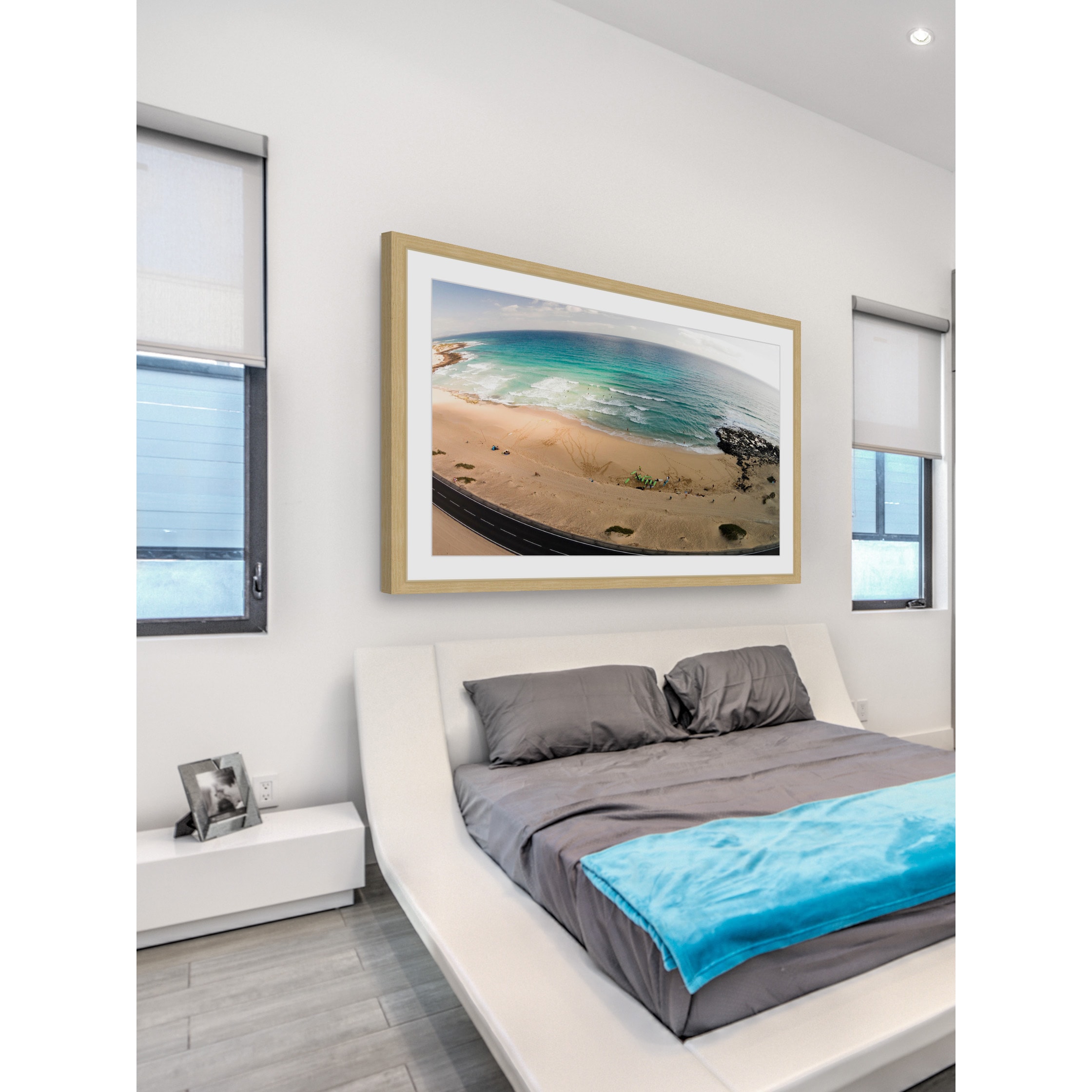 MARMONT HILL  - 'Telescopic Beach View' by Karolis Janulis Framed Painting Print - Multi 30 x 20