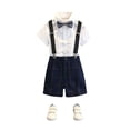 thumbnail image 4 of WhouRiu Boys Formal Outfits Short Sleeve Dress Shirts Suspender Pants Sets Kids Summer Party Clothes, 4 of 4