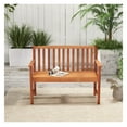 thumbnail image 6 of Eucalyptus Wood Patio Bench - 2 Seat Outdoor Loveseat with Armrests & Backrest - Garden Furniture for Backyard, Deck, Porch, 6 of 8