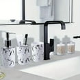 thumbnail image 4 of 5/7/9-Piece Marble Pattern Bathroom Accessory Set, Includes Mouthwash Cup Toothbrush Holder Soap Dispenser Tray Toilet Brush Trash Can, Modern Bathroom Organizer Kit, 4 of 13