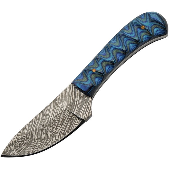 SANZ 6" BOY'S Sapphire Skinner Damascus Steel Outdoor Knife Full tang Wood handle With Leather Sheath