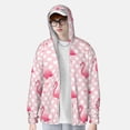 thumbnail image 3 of Pofeuu Cute Flamingo with Heart Print Sun Protection Outdoor Lightweight Full Zip UV Cooling Hoodie Long Sleeve Summer Clothing for Outdoor Hiking-Large, 3 of 5