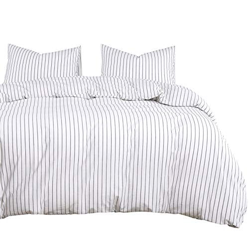 Grey Vertical Ticking Stripes Gray White Striped Comforter Set Details about   Wake In Cloud 