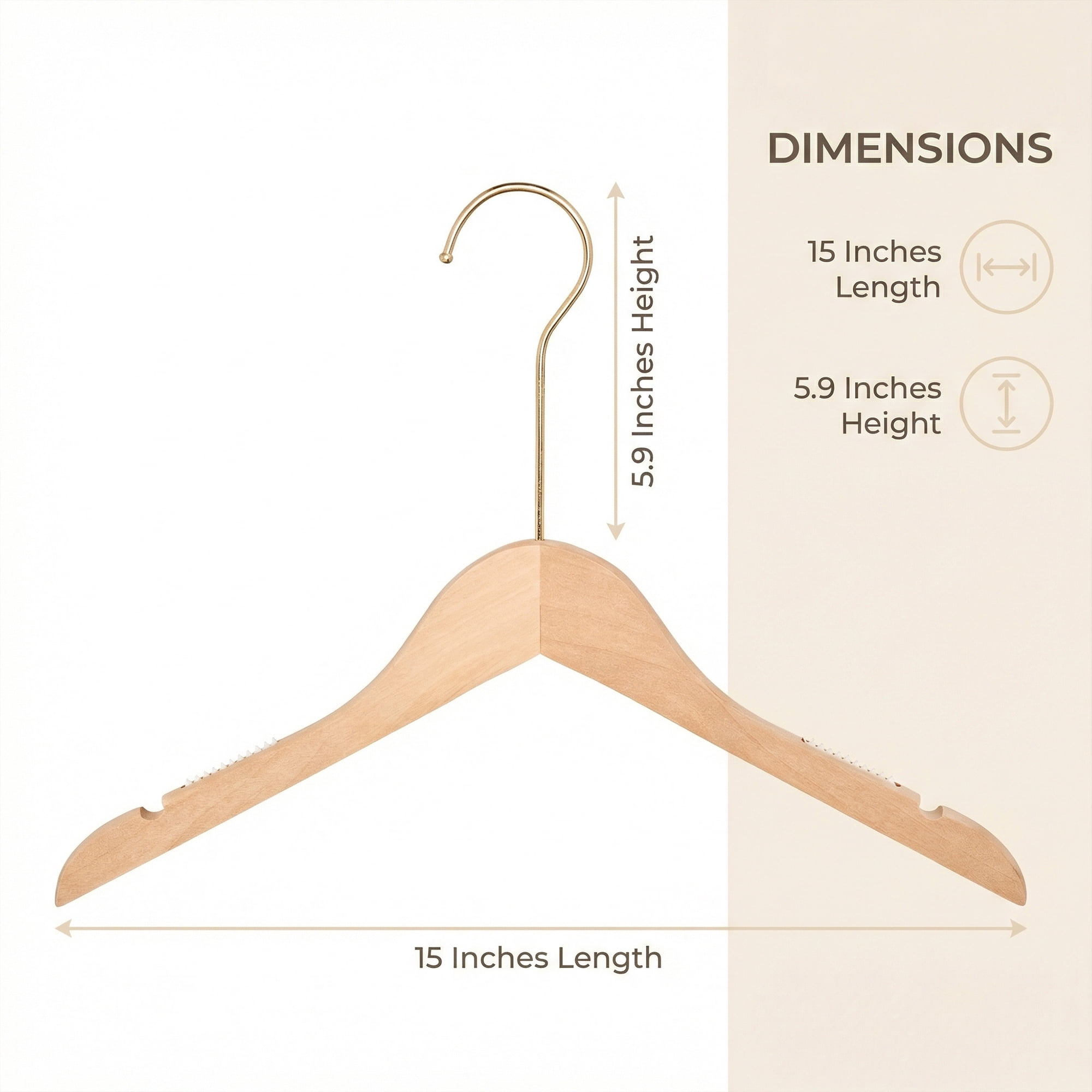 Unique Bargains 2 Pcs Wood Non-Slip Durable Space Saving Clothes Hangers Beige 15"x5.9"