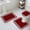 Red, variant on Turquoise Bath Mat 3 Piece Bathroom Rug Set, Geometric Boho Ethnic Tile Chic Monochrome Non Slip Bath Rug Contour Mat and Toilet Lid Cover, Absorbent Shower Mats Soft Bath Rugs and Mats Sets