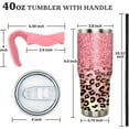 thumbnail image 4 of 40 oz Tumbler with Handle and Straw Leak Proof 40oz Pink Leopard Glitter Cup Insulated Stainless Steel Coffee Travel Mug Leopard Stuff Gift for Women, 4 of 6