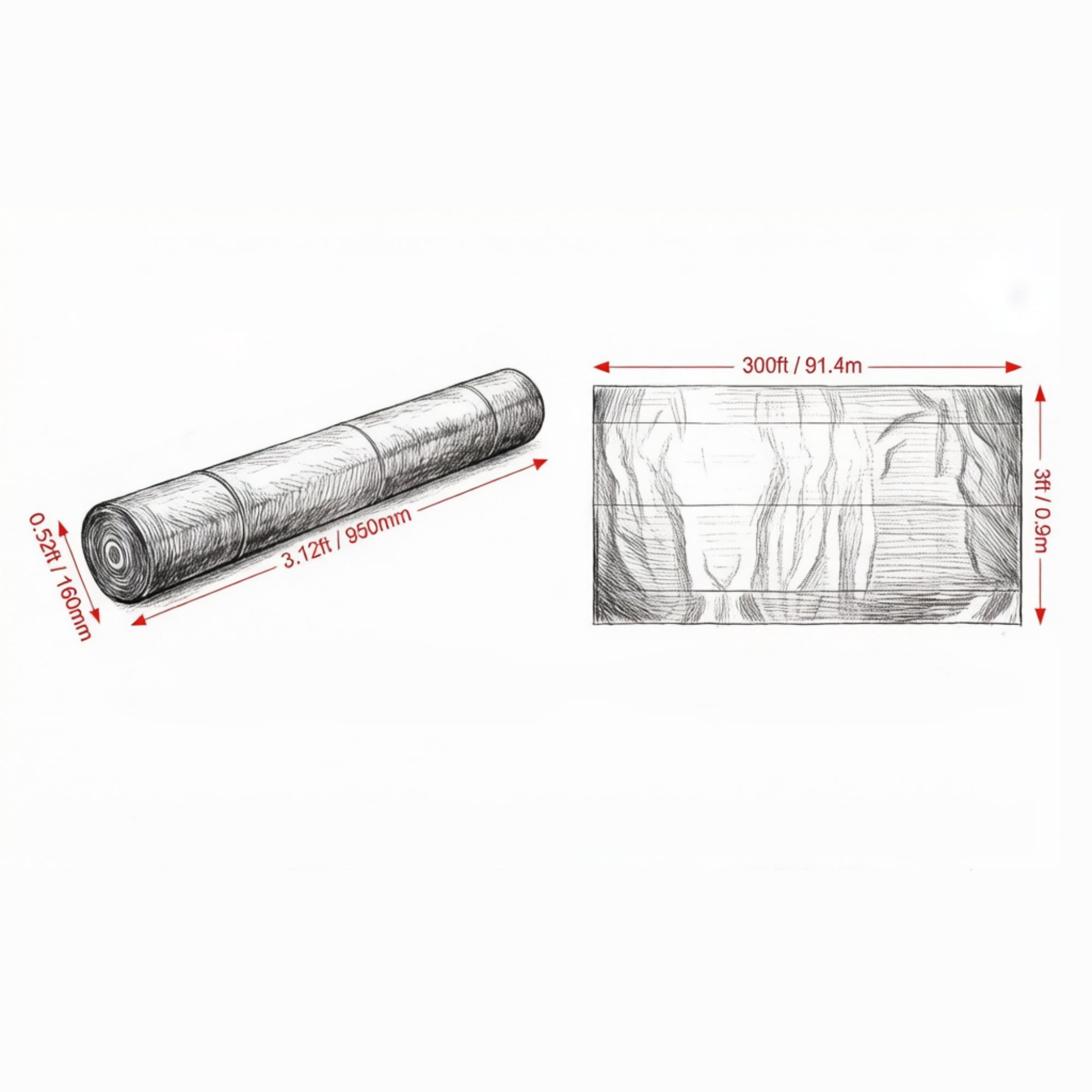 3' x 300' Heavy Duty Weed Barrier Landscape Fabric, Woven PP Geotextile Ground Cover for Driveways