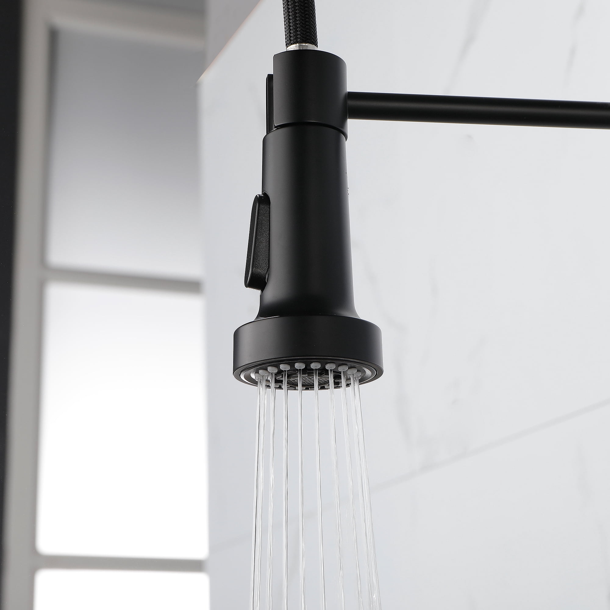 Topshower Black Kitchen Faucet With Pull-Down Sprayer - Commercial Single Handle Sink Faucet, Low Lead