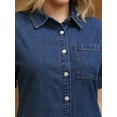 thumbnail image 5 of DARING DIVA Short Sleeve Denim Collared Button Front Jean Dress S Dark Blue, 5 of 7